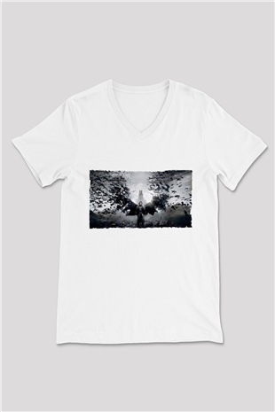 Unisex Dracula Untold Baskılı Beyaz V Yaka Tshirt