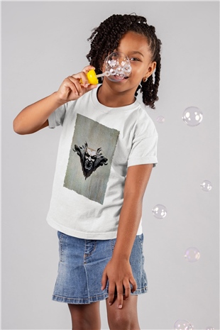 Unisex Drakula Baskılı Beyaz Çocuk Tshirt