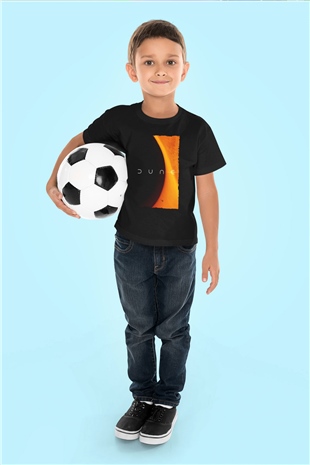 Unisex Dune Baskılı Siyah Çocuk T-Shirt