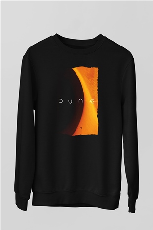 Unisex Dune Baskılı Siyah Sweatshirt