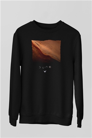 Unisex Dune Çöl Gezegeni (Dune) Baskılı Siyah Sweatshirt