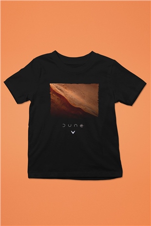 Unisex Dune Çöl Gezegeni (Dune) Baskılı Siyah Çocuk Tişört