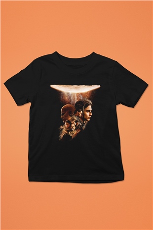 Unisex Dune Part Two Baskılı Siyah Çocuk T-Shirt