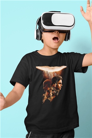 Unisex Dune Part Two Baskılı Siyah Çocuk T-Shirt