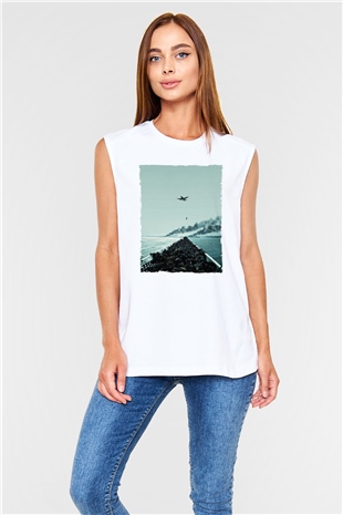 Unisex Dunkirk Baskılı Beyaz Kolsuz Tshirt