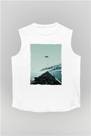 Unisex Dunkirk Baskılı Beyaz Kolsuz Tshirt