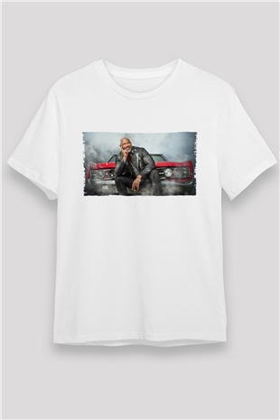 Dwayne Johnson as Luke Hobbs in Fast and Furious Baskılı Beyaz Tshirt