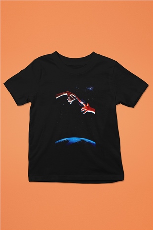 Unisex E.T. (E.T. the Extra-Terrestrial) Baskılı Siyah Çocuk T-shirt
