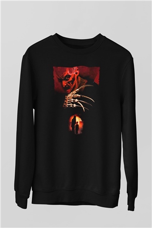 Unisex Elm Sokağında Son Kabus (Wes Cravens New Nightmare) Baskılı Siyah Sweatshirt