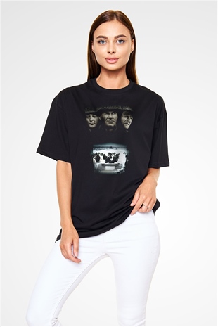 Unisex En Uzun Gün (The Longest Day) Baskılı Siyah Oversize T-shirt
