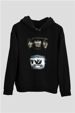 Unisex En Uzun Gün (The Longest Day) Baskılı Siyah Kapüşonlu Sweatshirt