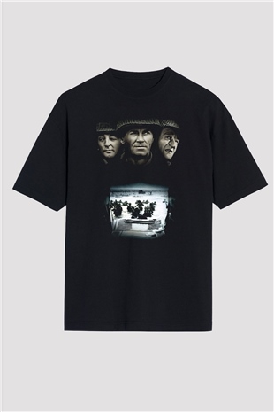 Unisex En Uzun Gün (The Longest Day) Baskılı Siyah Oversize T-shirt