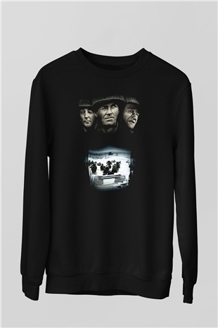 Unisex En Uzun Gün (The Longest Day) Baskılı Siyah Sweatshirt