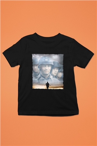 Unisex Er Ryanı Kurtarmak (Saving Private Ryan) Baskılı Siyah Çocuk Tişört
