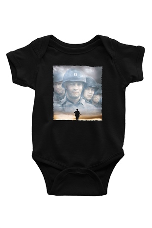 Unisex Er Ryanı Kurtarmak (Saving Private Ryan) Baskılı Siyah Bebek Body - Zıbın
