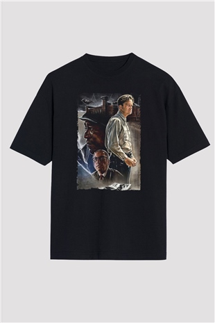 Unisex Esaretin Bedeli (The Shawshank Redemption) Baskılı Siyah Oversize T-shirt