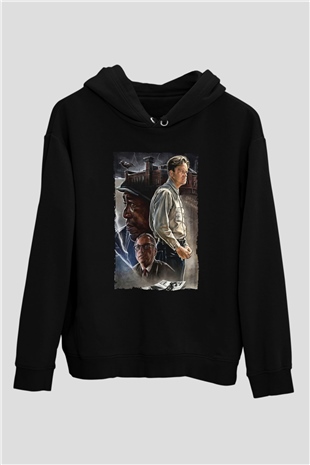 Unisex Esaretin Bedeli (The Shawshank Redemption) Baskılı Siyah Kapüşonlu Sweatshirt