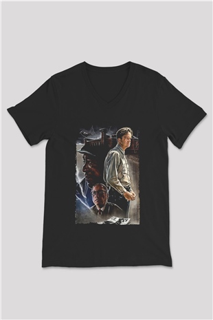 Unisex Esaretin Bedeli (The Shawshank Redemption) Baskılı Siyah V Yaka T-shirt