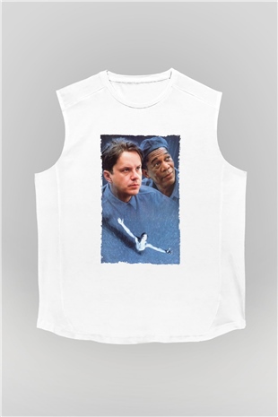 Unisex Esaretin Bedeli (The Shawshank Redemption) Baskılı Beyaz Kolsuz Tişört