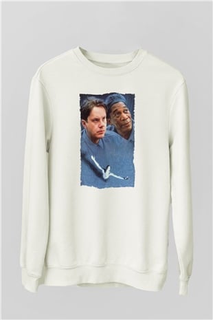 Unisex Esaretin Bedeli (The Shawshank Redemption) Baskılı Beyaz Sweatshirt