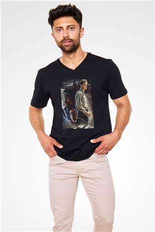 Unisex Esaretin Bedeli (The Shawshank Redemption) Baskılı Siyah V Yaka T-shirt
