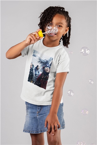 Unisex Everest Dağı Baskılı Beyaz Çocuk Tshirt