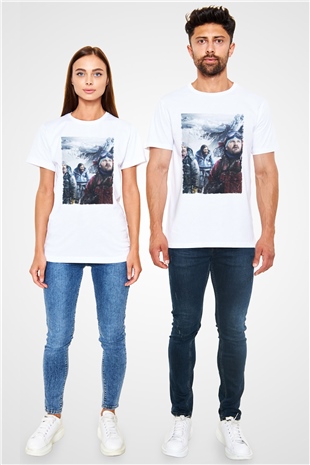 Everest Dağı Baskılı Beyaz Tshirt