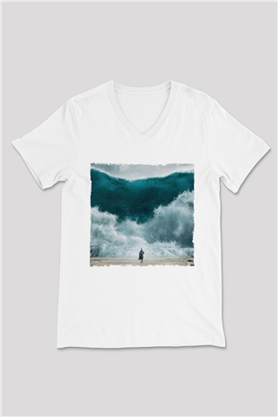 Unisex Exodus Gods and Kings Baskılı Beyaz V Yaka Tshirt