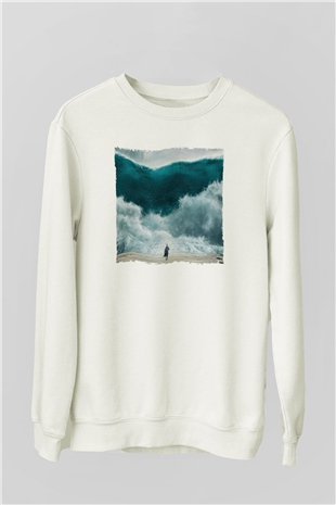 Unisex Exodus Gods and Kings Baskılı Beyaz Sweatshirt