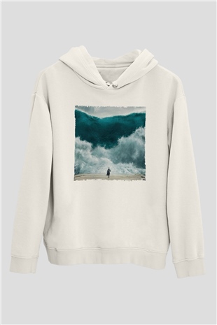 Unisex Exodus Gods and Kings Baskılı Beyaz Kapüşonlu Sweatshirt