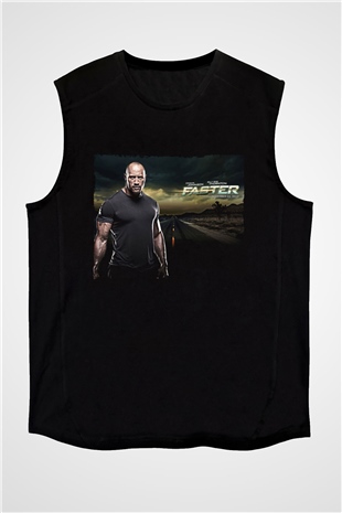 Unisex Faster Baskılı Siyah Kolsuz Tişört