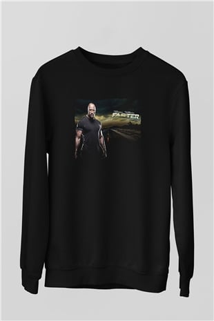 Unisex Faster Baskılı Siyah Sweatshirt