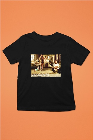 Unisex Felekten Bir Gece (The Hangover) Baskılı Siyah Çocuk Tshirt