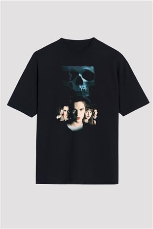 Unisex Final Destination Baskılı Siyah Oversize T-shirt