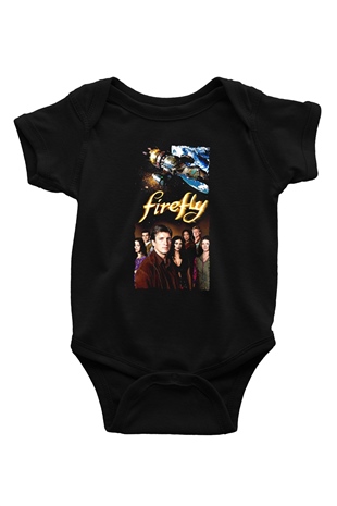 Unisex Firefly Baskılı Siyah Bebek Body - Zıbın