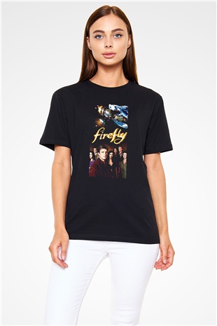 Firefly Baskılı Siyah Tişört