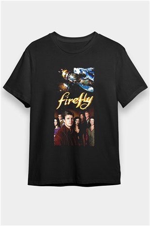 Firefly Baskılı Siyah Tişört