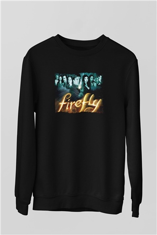 Unisex Firefly Baskılı Siyah Unisex Sweatshirt