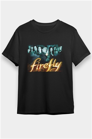 Firefly Baskılı Siyah Tişört