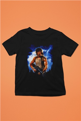 Unisex First Blood Baskılı Siyah Çocuk Tshirt