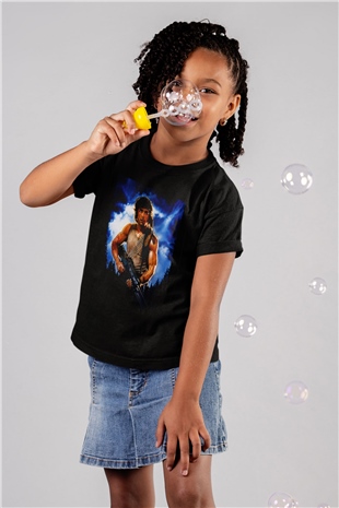 Unisex First Blood Baskılı Siyah Çocuk Tshirt