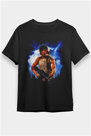 First Blood Baskılı Siyah Tshirt