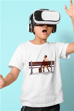 Unisex Forrest Gump Baskılı Beyaz Çocuk Tişört