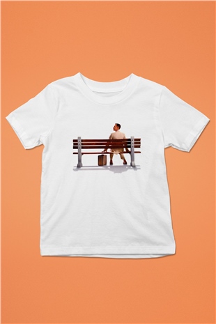 Unisex Forrest Gump Baskılı Beyaz Çocuk Tişört