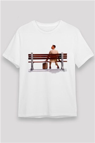 Forrest Gump Baskılı Beyaz Tişört