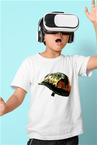 Unisex Full Metal Jacket Baskılı Beyaz Çocuk Tişört