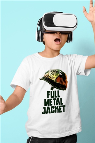 Unisex Full Metal Jacket Baskılı Beyaz Çocuk Tshirt