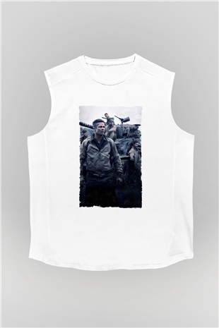 Unisex Fury Baskılı Beyaz Kolsuz Tshirt