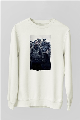 Unisex Fury Baskılı Beyaz Sweatshirt
