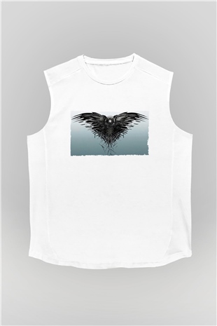 Unisex Game of Thrones Baskılı Beyaz Kolsuz Tshirt